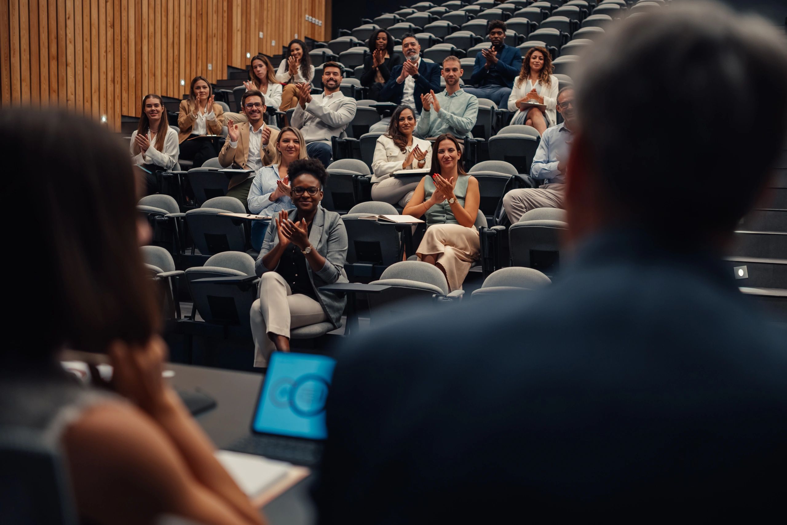 Residents attending a public community meeting